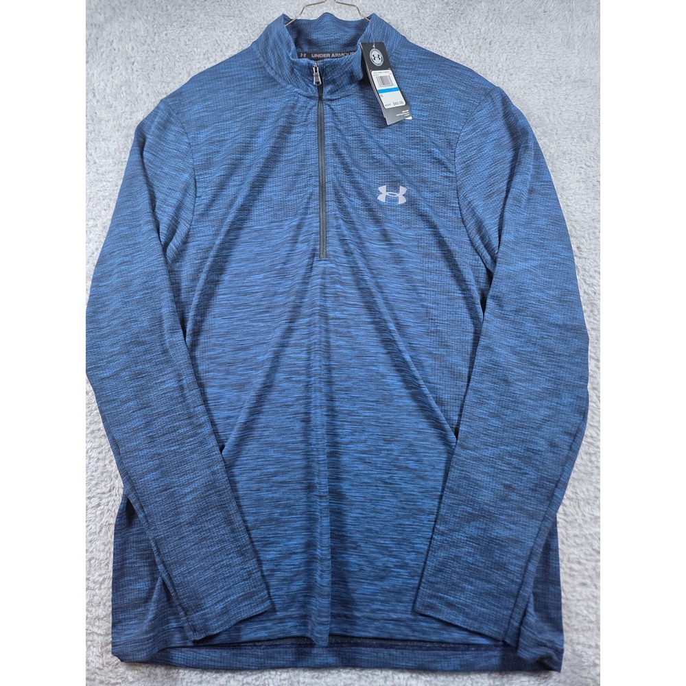 Under Armour Pullover XL Blue Mens HeatGear Space Dye 1/4 Zip Fitted Athletic